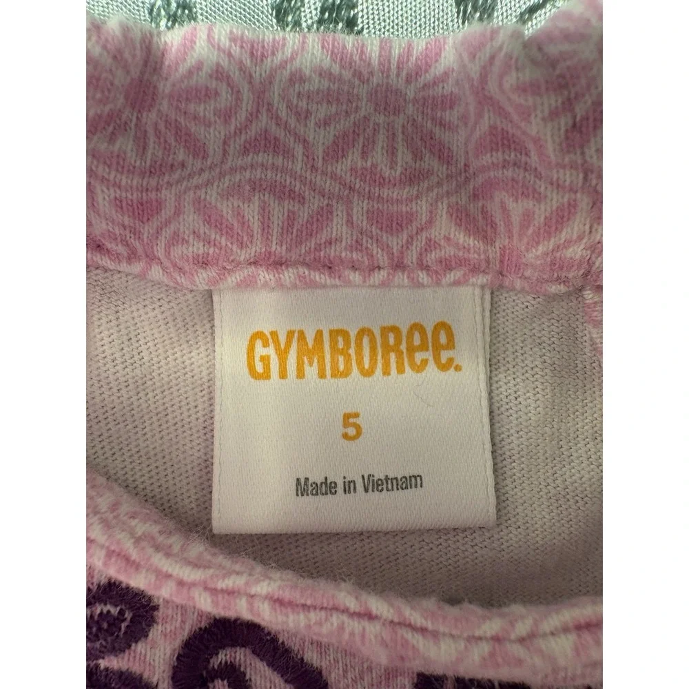 Gymboree Girls Sz5 Pink Purple Floral Fit & Flare Sleeveless Skater Cotton Dress